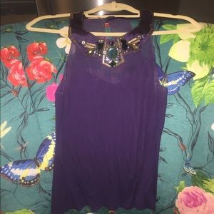 Jeweled Neck Purple Karen Millen Top